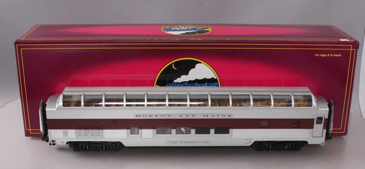 MTH 20-67081 O Gauge Boston & Maine 70' Streamlined Full Lengeth Ribbed Vista D LN/Box