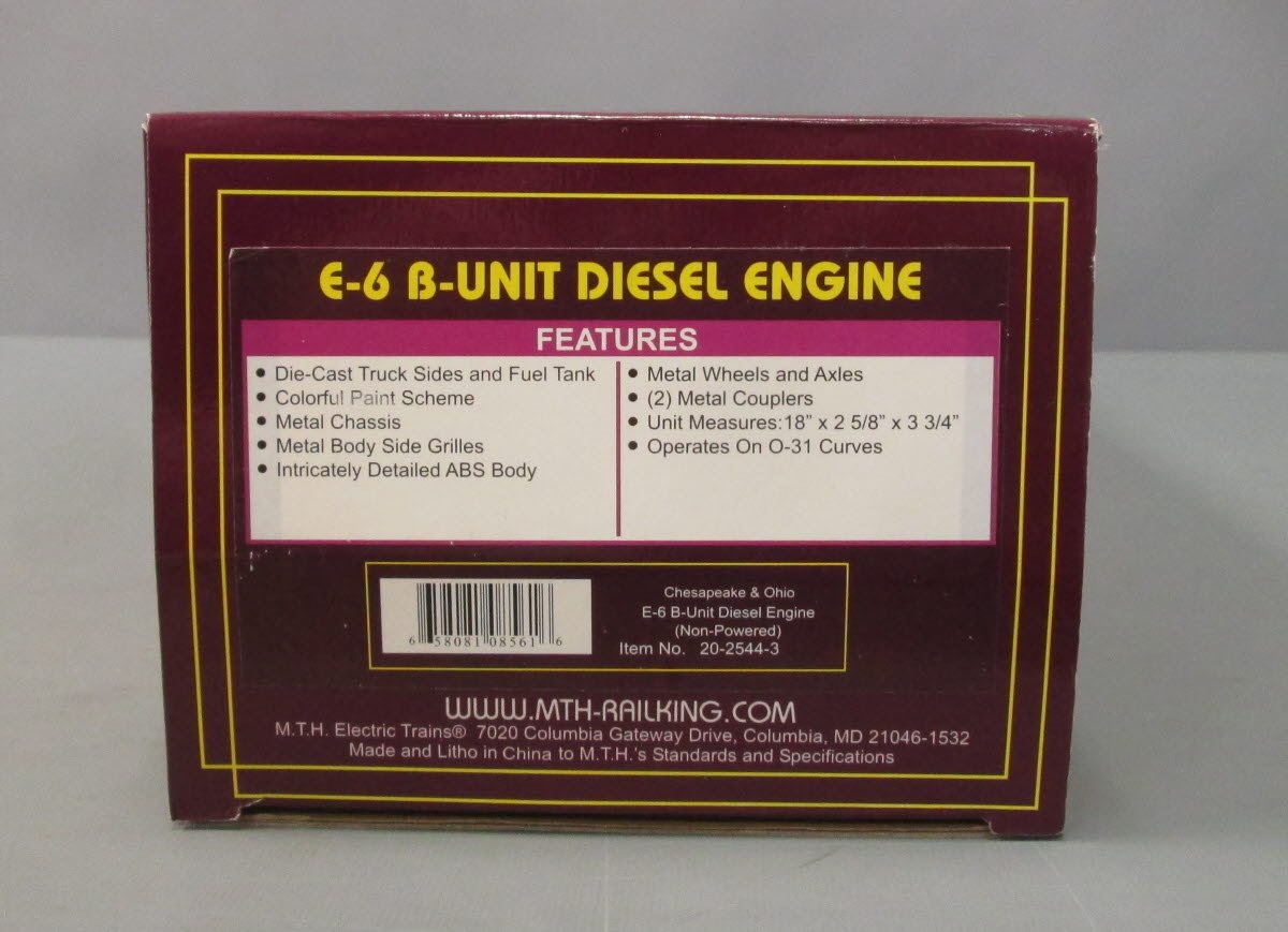 MTH 20-2544-3 Chesapeake & Ohio E-6 B-Unit Non-Powered Diesel Engine #4614 NIB