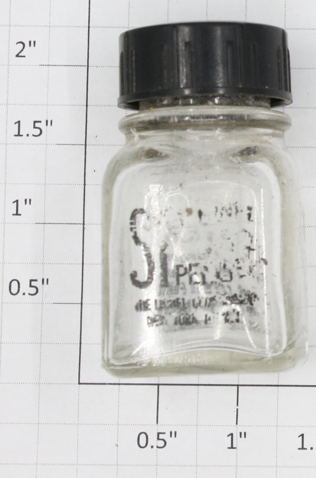 Lionel SP Empty Vintage Smoke Pill Pellet Bottle Clear with Poor Lettering