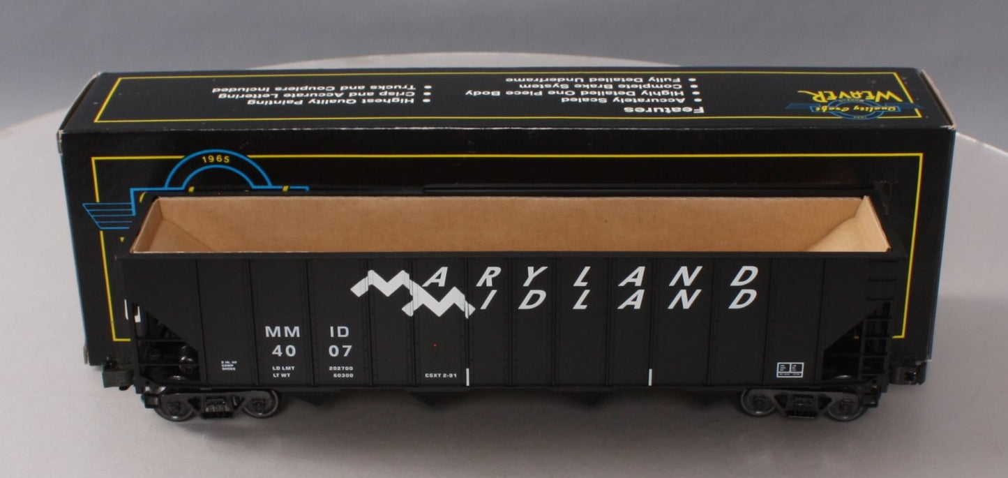 Weaver U4907 O Gauge Maryland Midland 4 Bay High Side Hopper #4007 (3 Rail) LN/Box