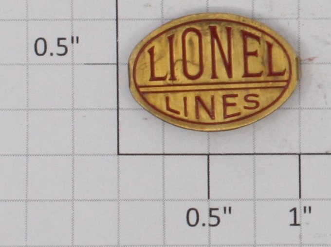 Lionel 212-8 Brass Oval Lionel Lines with Red Lettering Nameplate