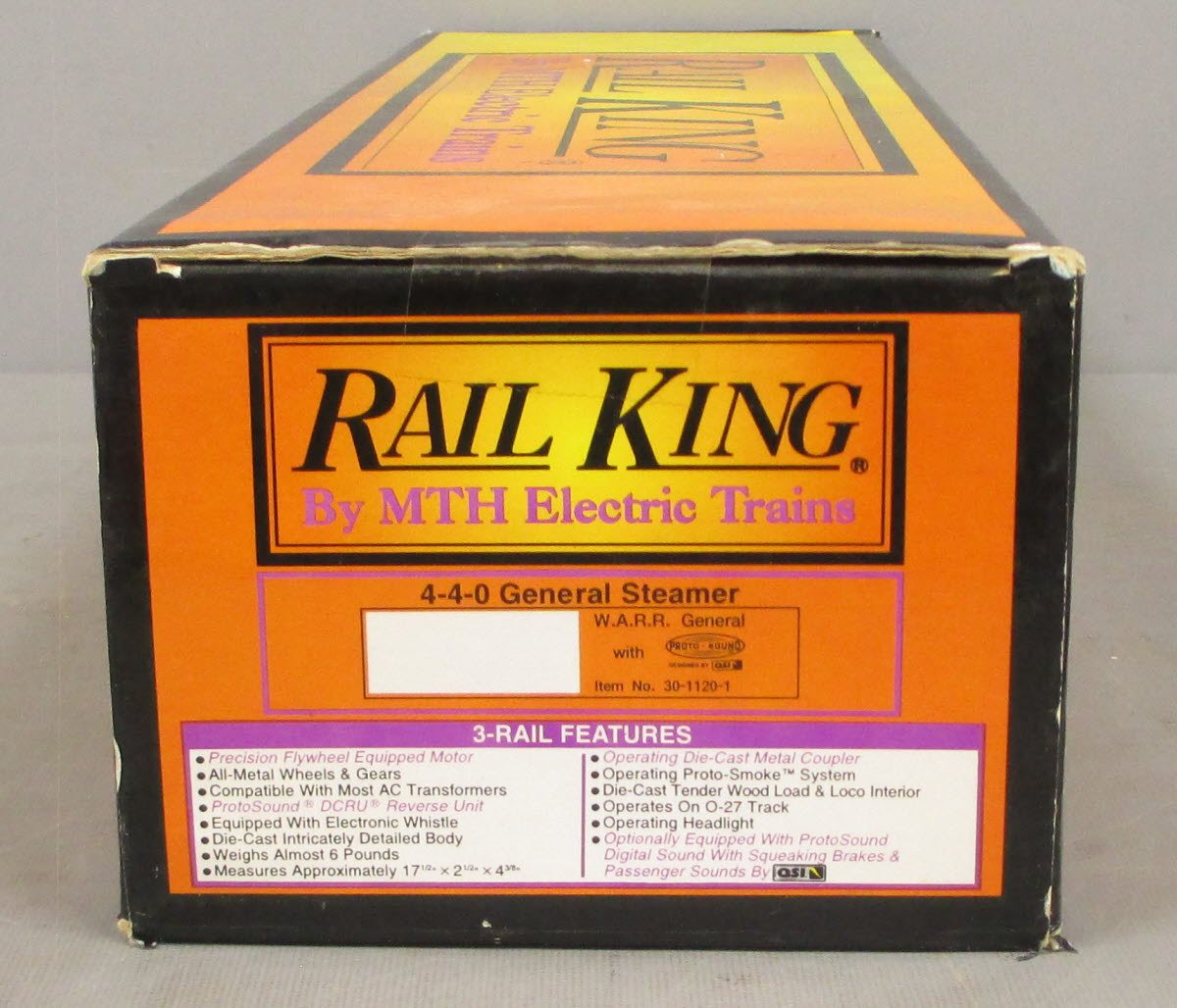 MTH 30-1120-1 O Gauge W.A.R.R General Steam Locomotive & Tender w/PS1 LN/Box