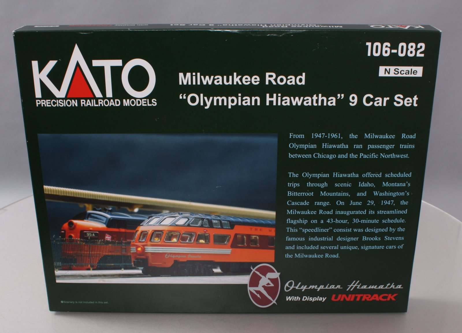 Kato 106-082 N Milwaukee Road Olympian Hiawatha Passenger Car Set (Set of 9) EX/Box