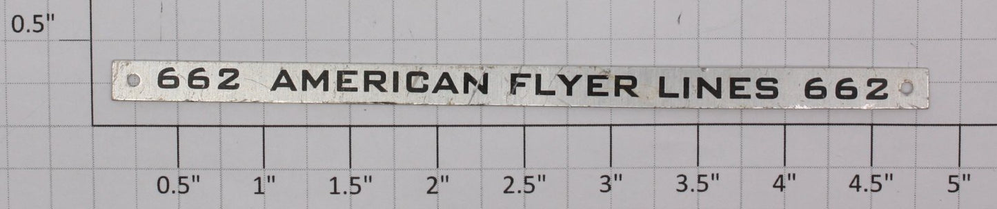 American Flyer 662 American Flyer Lines Nameplate