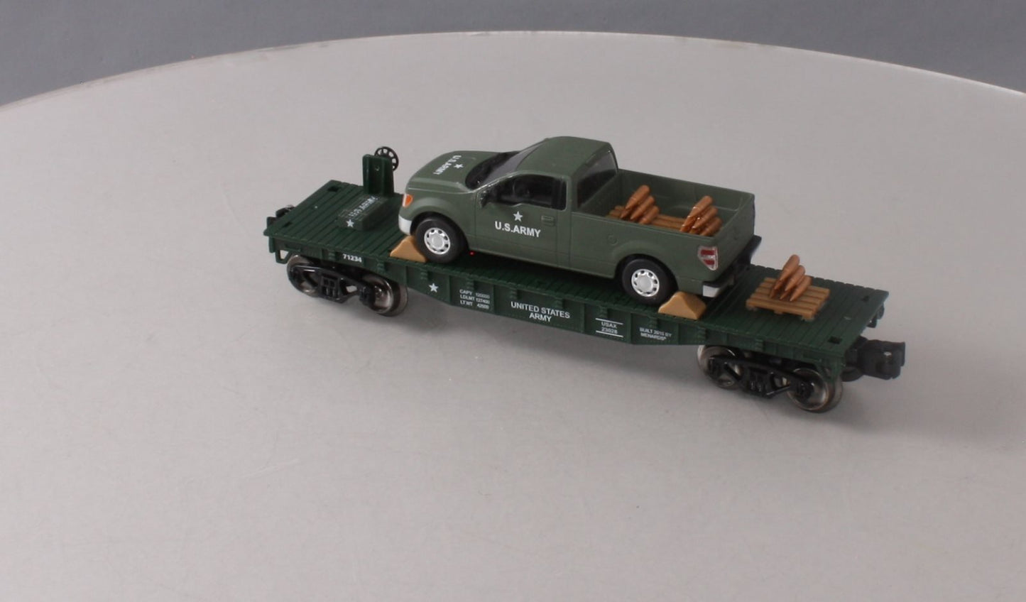 Menards 279-2655 O United States Army Flat Car w/ F-150 Pick-up NIB