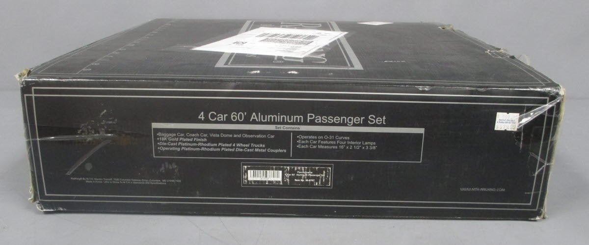 MTH 30-6707 O PRR 60' 18K Gold Plated Aluminum Passenger Car Set (Set of 4) EX/Box