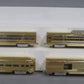 MTH 30-6707 O PRR 60' 18K Gold Plated Aluminum Passenger Car Set (Set of 4) EX/Box