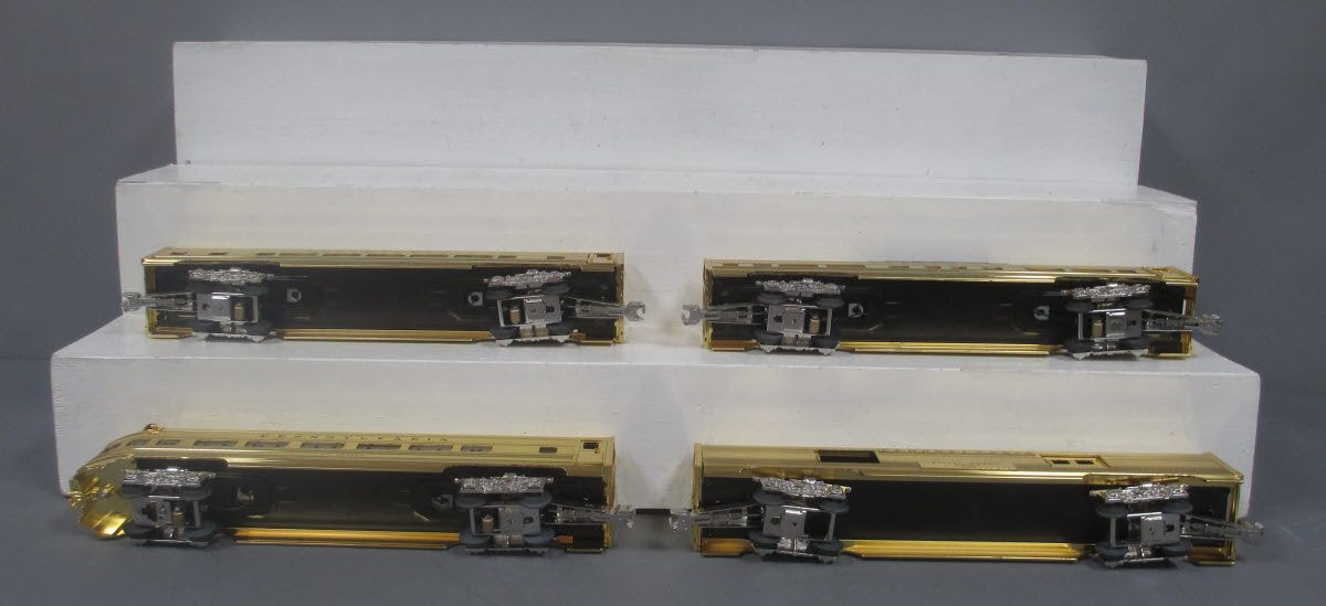 MTH 30-6707 O PRR 60' 18K Gold Plated Aluminum Passenger Car Set (Set of 4) EX/Box