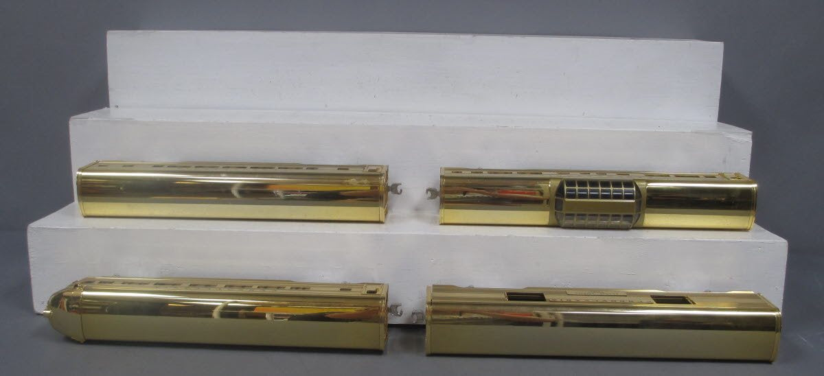 MTH 30-6707 O PRR 60' 18K Gold Plated Aluminum Passenger Car Set (Set of 4) EX/Box