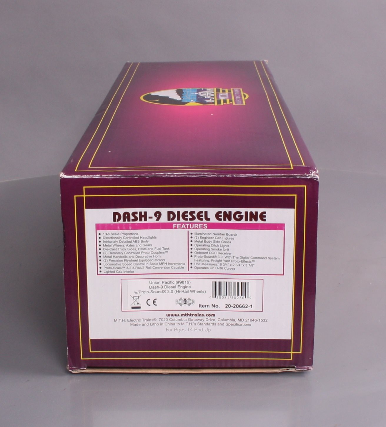MTH 20-20662-1 Union Pacific GE Dash 9 Diesel Engine w/P-S 3.0 #9816 - 3-Rail
