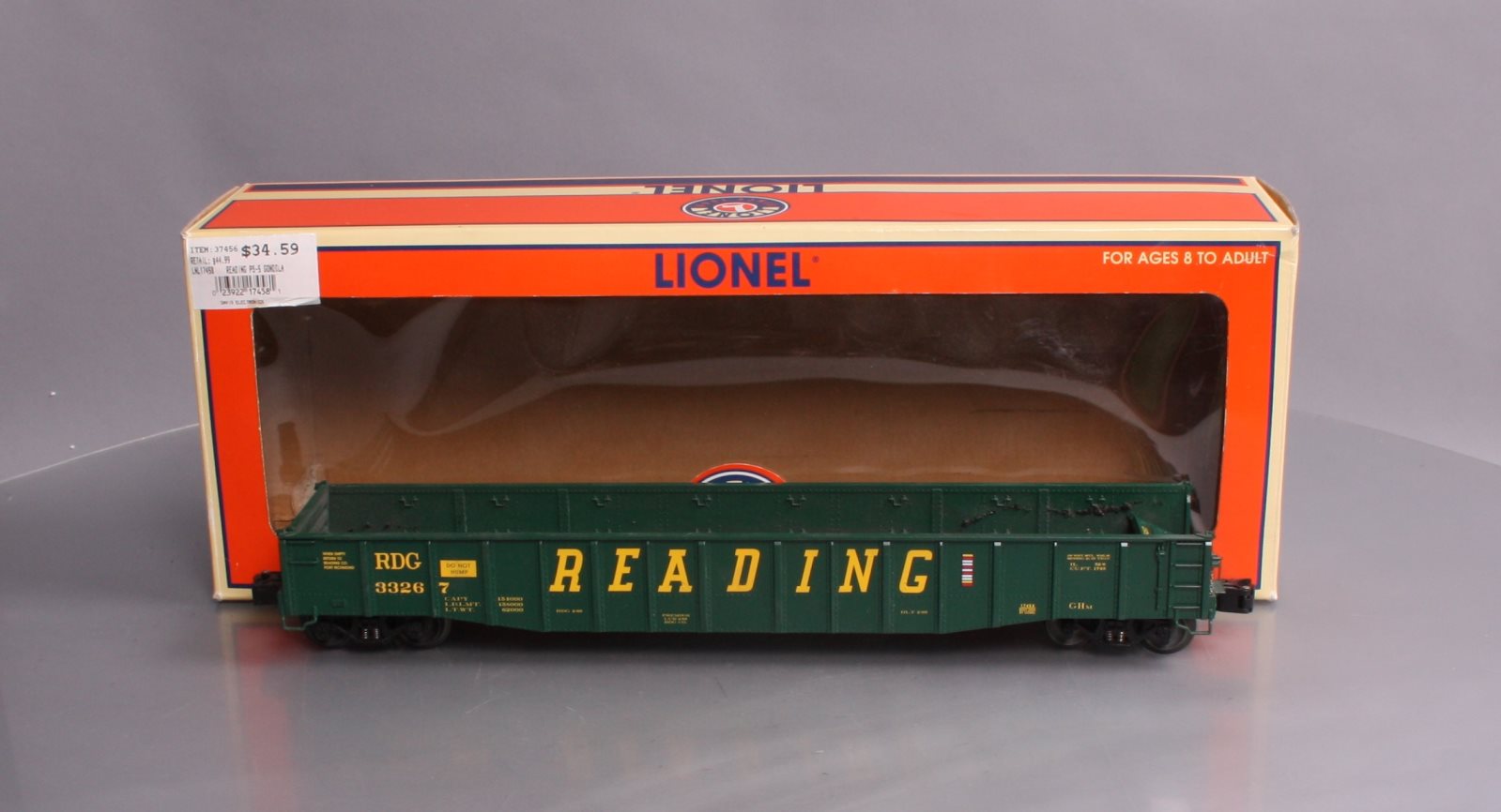 Lionel 6-17458 O Gauge Reading PS-5 Scale Length Gondola #33267 LN/Box