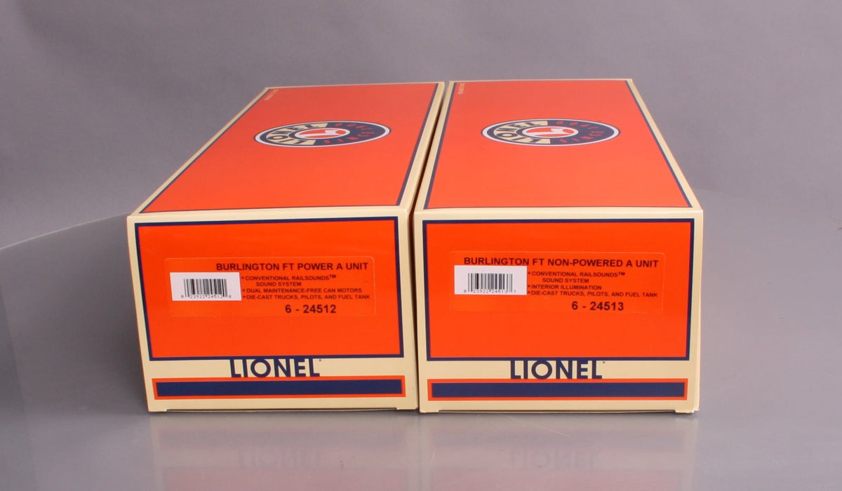 Lionel 6-24511 O Gauge Burlington FT AA Diesel Locomotive Set  #113A/113D LN/Box