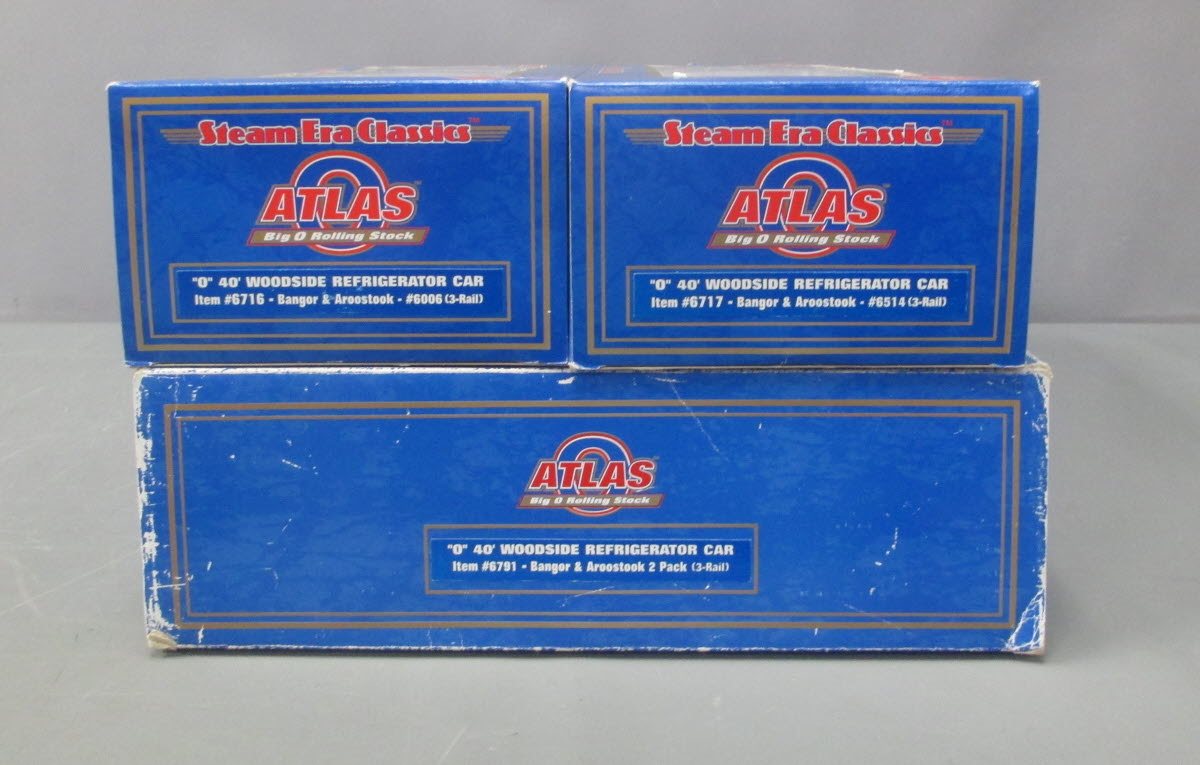 Atlas 6791 O Gauge Bangor & Aroostook 40' Woodsided Reefer Car Set (3-Rail) LN/Box