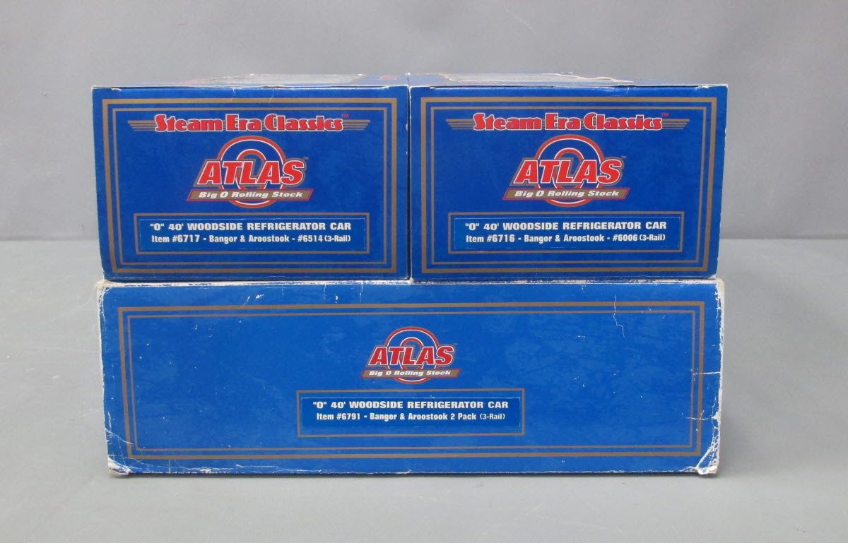 Atlas 6791 O Gauge Bangor & Aroostook 40' Woodsided Reefer Car Set (3-Rail) LN/Box