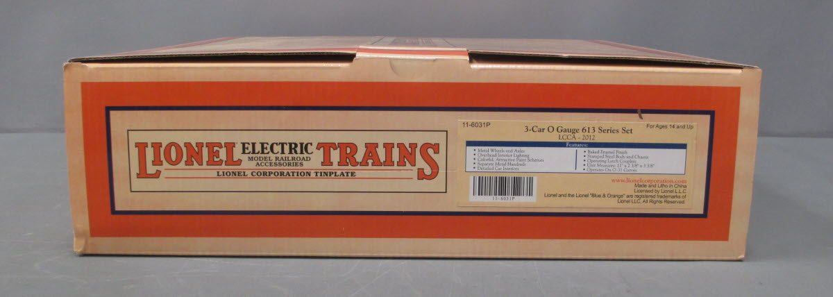 Lionel 11-6031P O Gauge 2012 LCCA 613 Series 3-Car Passenger Set LN/Box