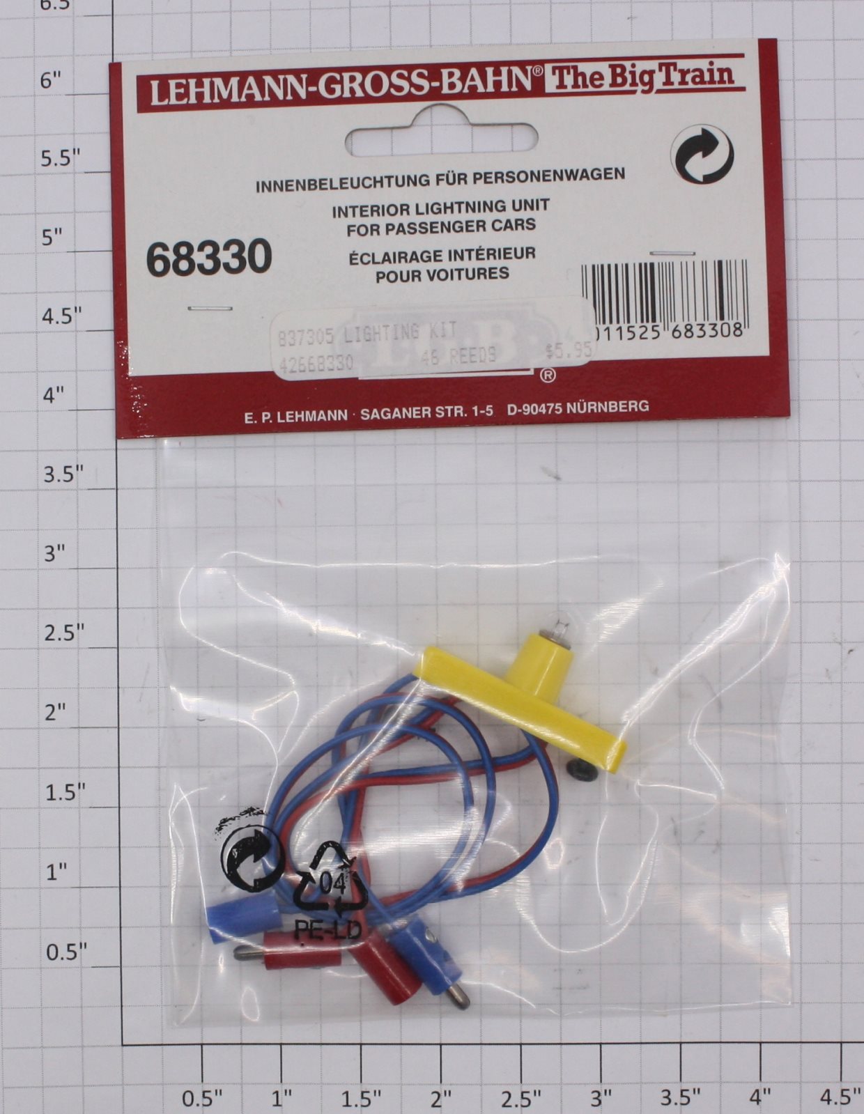 LGB 68330 G Gauge Passenger Car Interior Lighting Unit with Mounting Screws