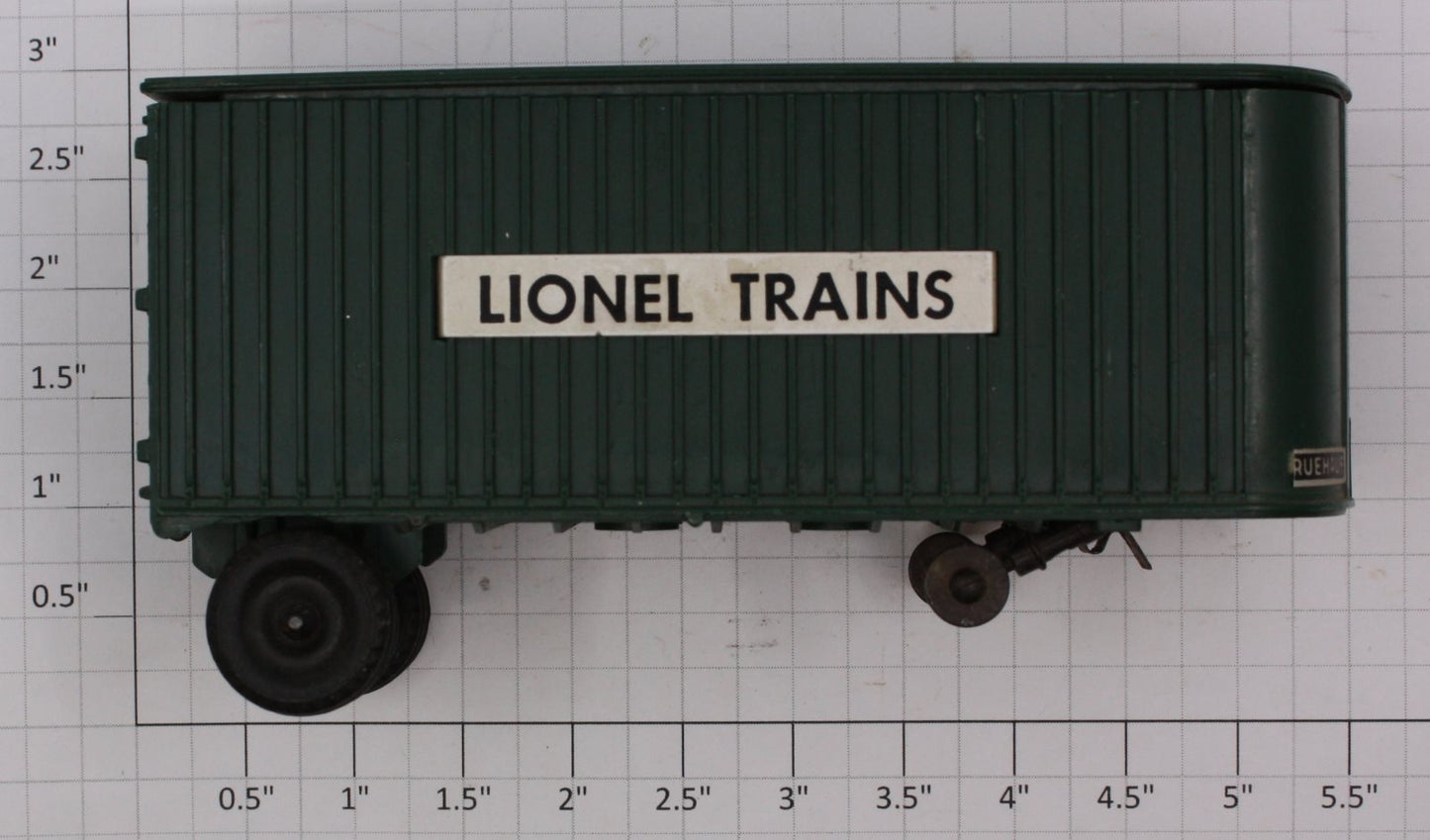 Lionel 3460-1 O Gauge Green "Lionel Trains" Trailer Van with "Fruehauf" Decals
