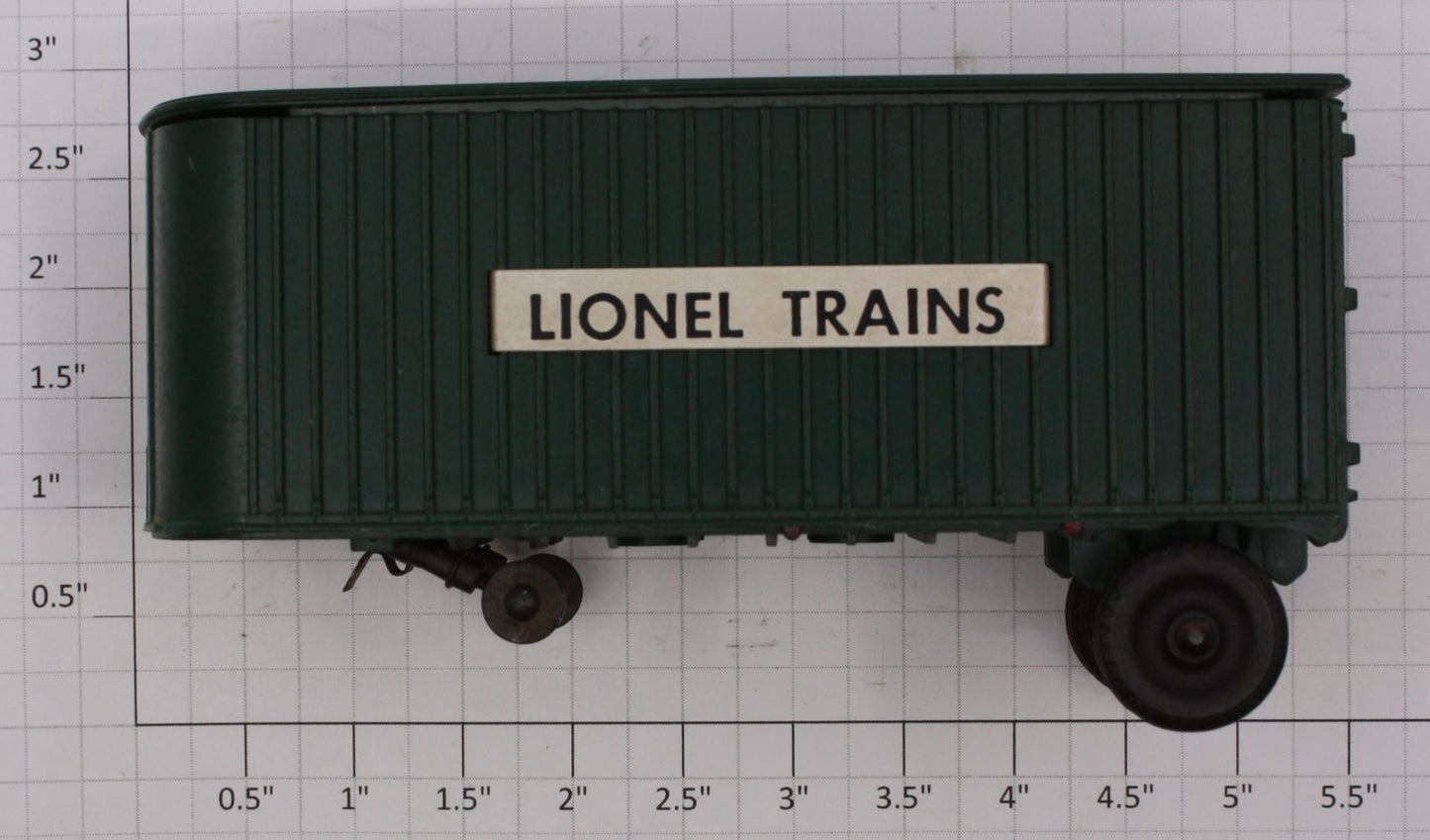 Lionel 3460-1 O Gauge Green "Lionel Trains" Trailer Van with "Fruehauf" Decals