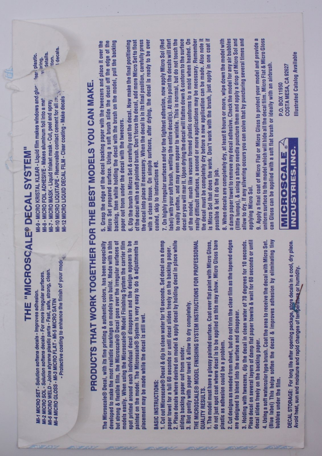 Microscale 87-60 HO Denver & Rio Grande Western Narrow Gauge Steam Decal Sheet