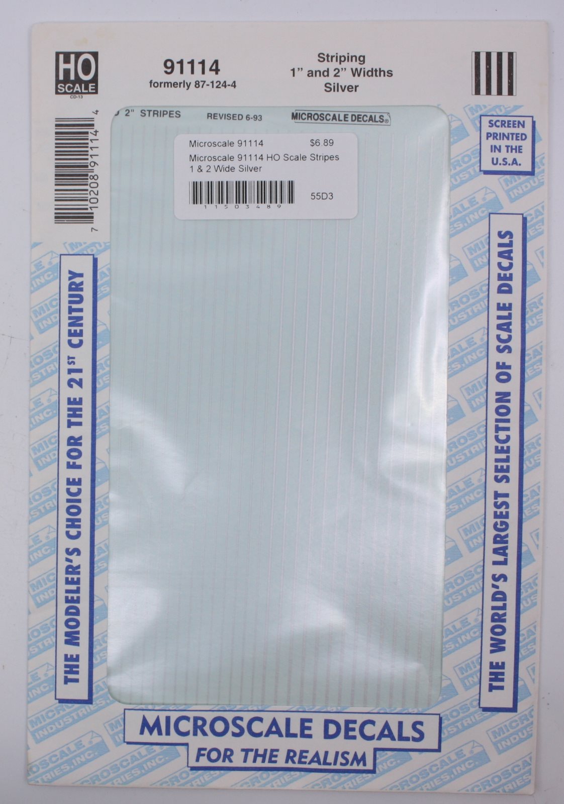 Microscale 91114 HO Silver 1 & 2" Wide Stripes Decal Sheet