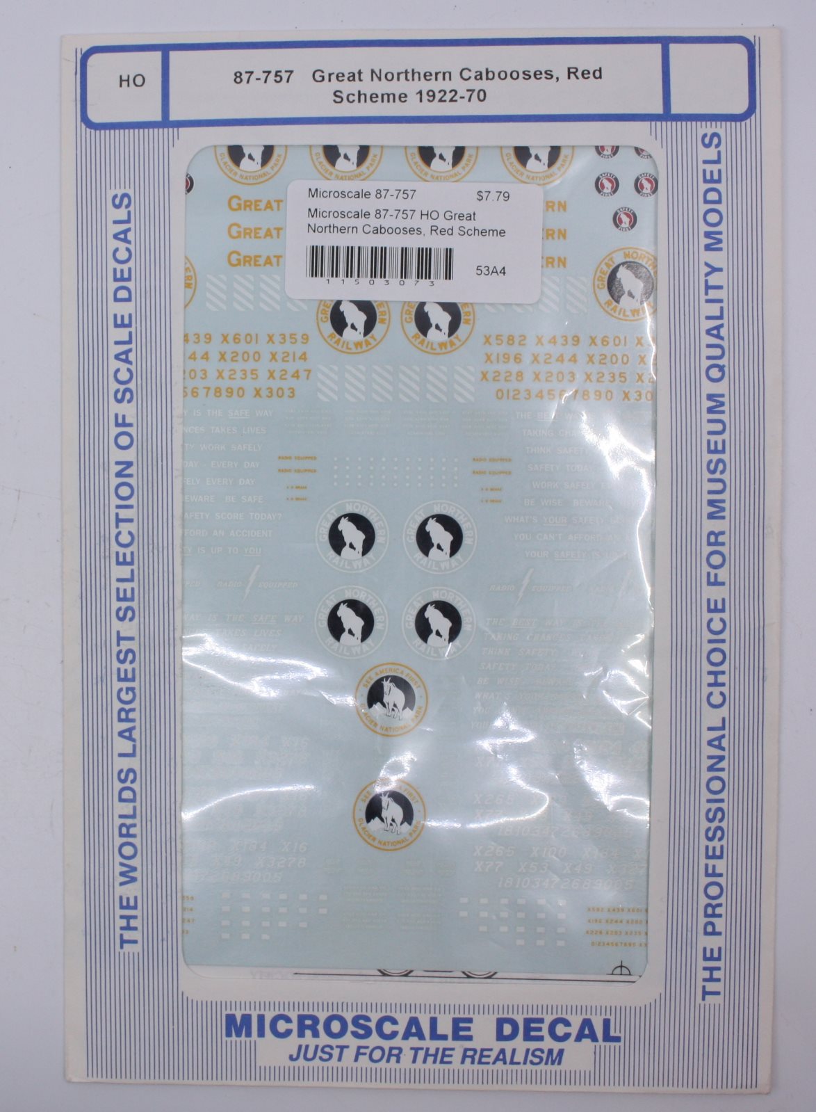 Microscale 87-757 HO 1922-70 Red Scheme Great Northern Cabooses Decal Sheet