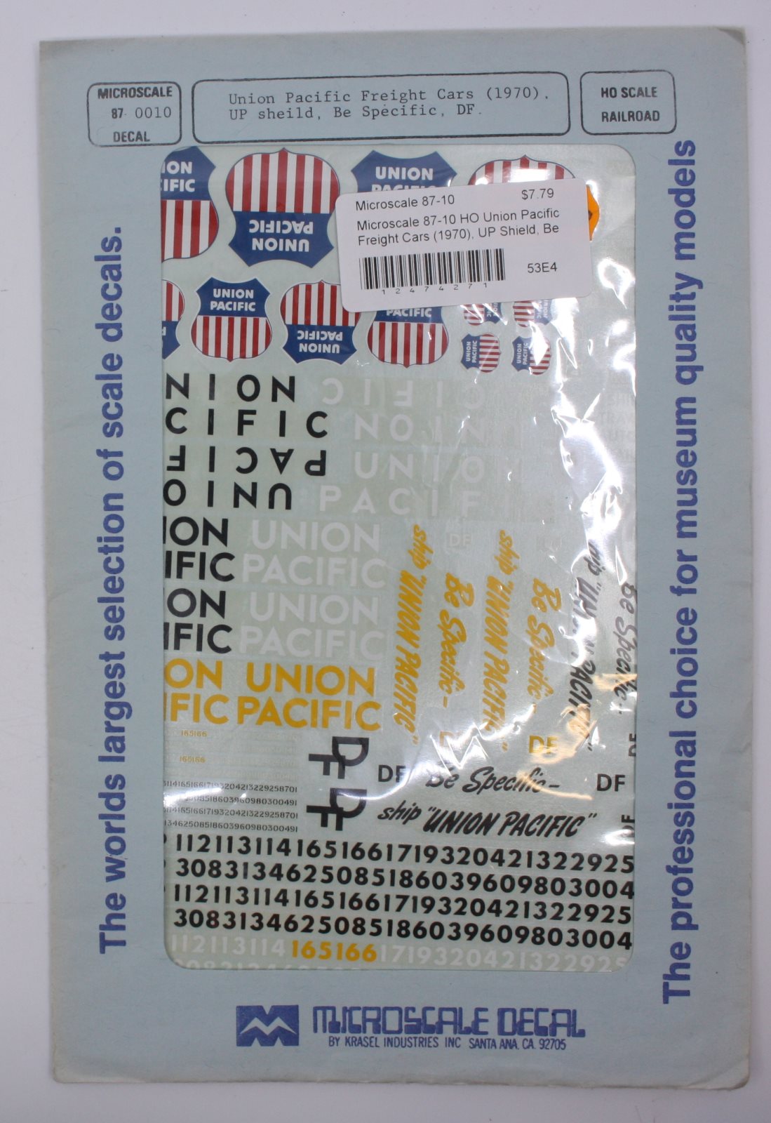 Microscale 87-10 HO 1970 Union Pacific Freight Cars Decal Sheet