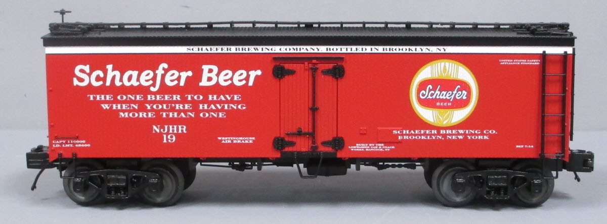 MTH 20-94424 O Gauge Schaefer Beer 36' Woodsided Reefer Car #19 LN/Box