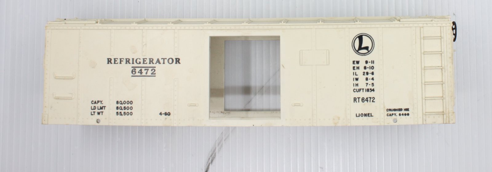 Lionel 6472-1 Refrigerator Car Body Shell without Operating Hatch