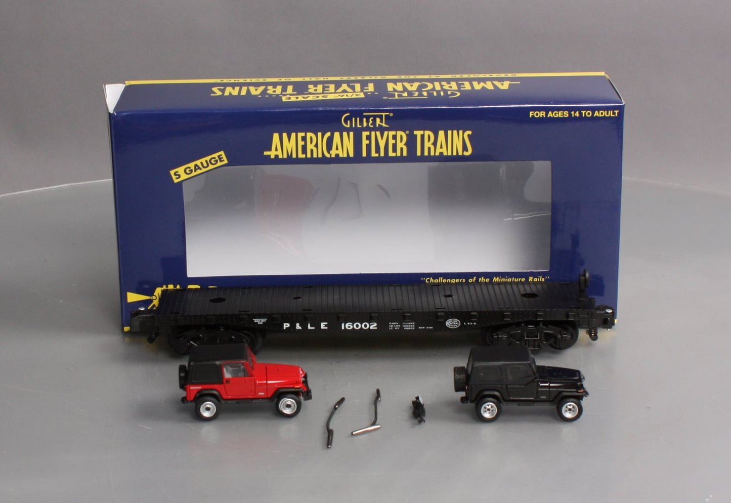 American Flyer 6-44001 S Gauge P&LE Flatcar w/ Vehicles #16002 - TCA Car LN/Box