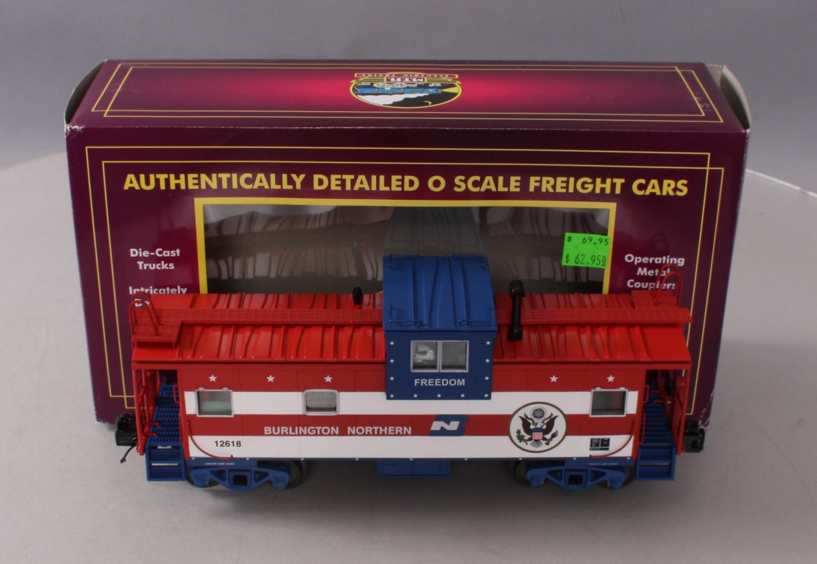 MTH 20-91425 O Gauge Extended Vision Caboose Burlington Northern #12618 LN/Box