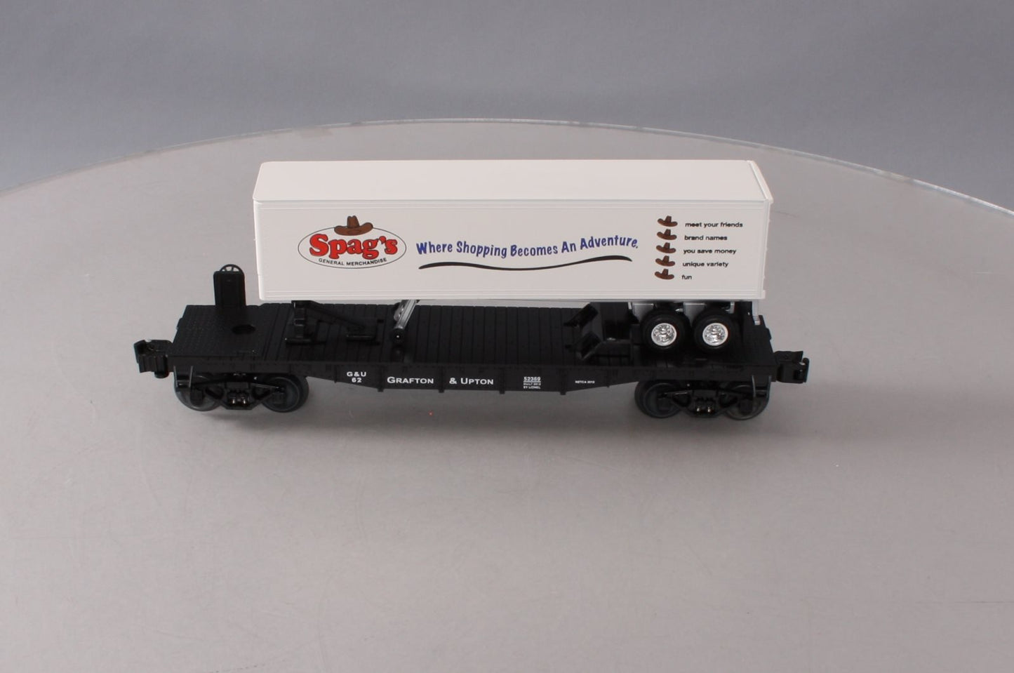 Lionel 6-58522 O Gauge NETCA 2012 Grafton & Upton Flatcar with Spag's Trailer LN/Box