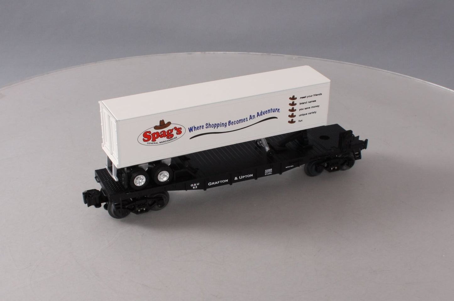 Lionel 6-58522 O Gauge NETCA 2012 Grafton & Upton Flatcar with Spag's Trailer LN/Box