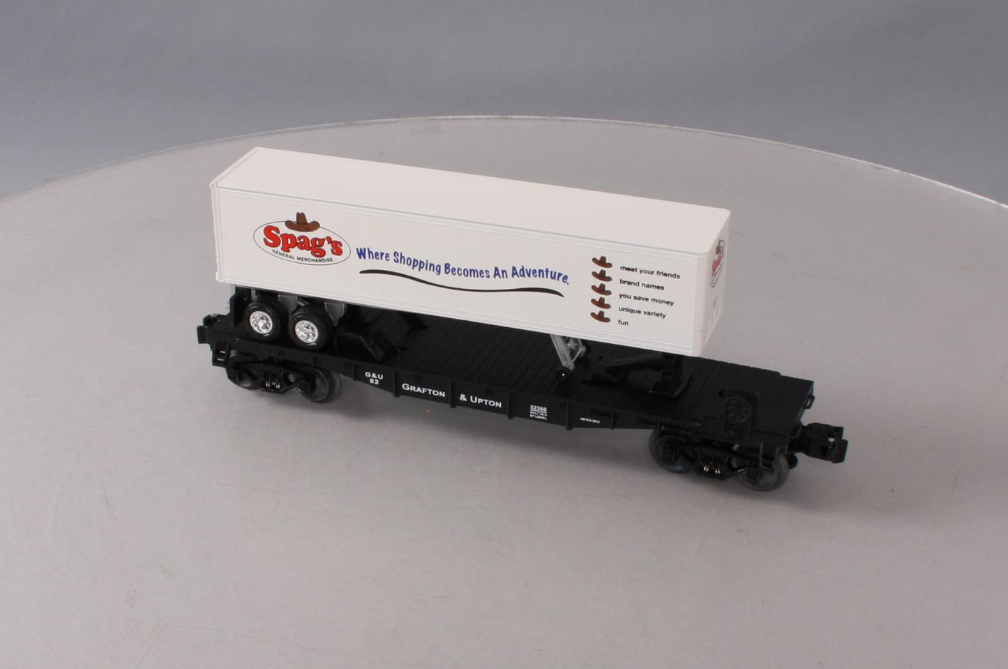 Lionel 6-58522 O Gauge NETCA 2012 Grafton & Upton Flatcar with Spag's Trailer LN/Box