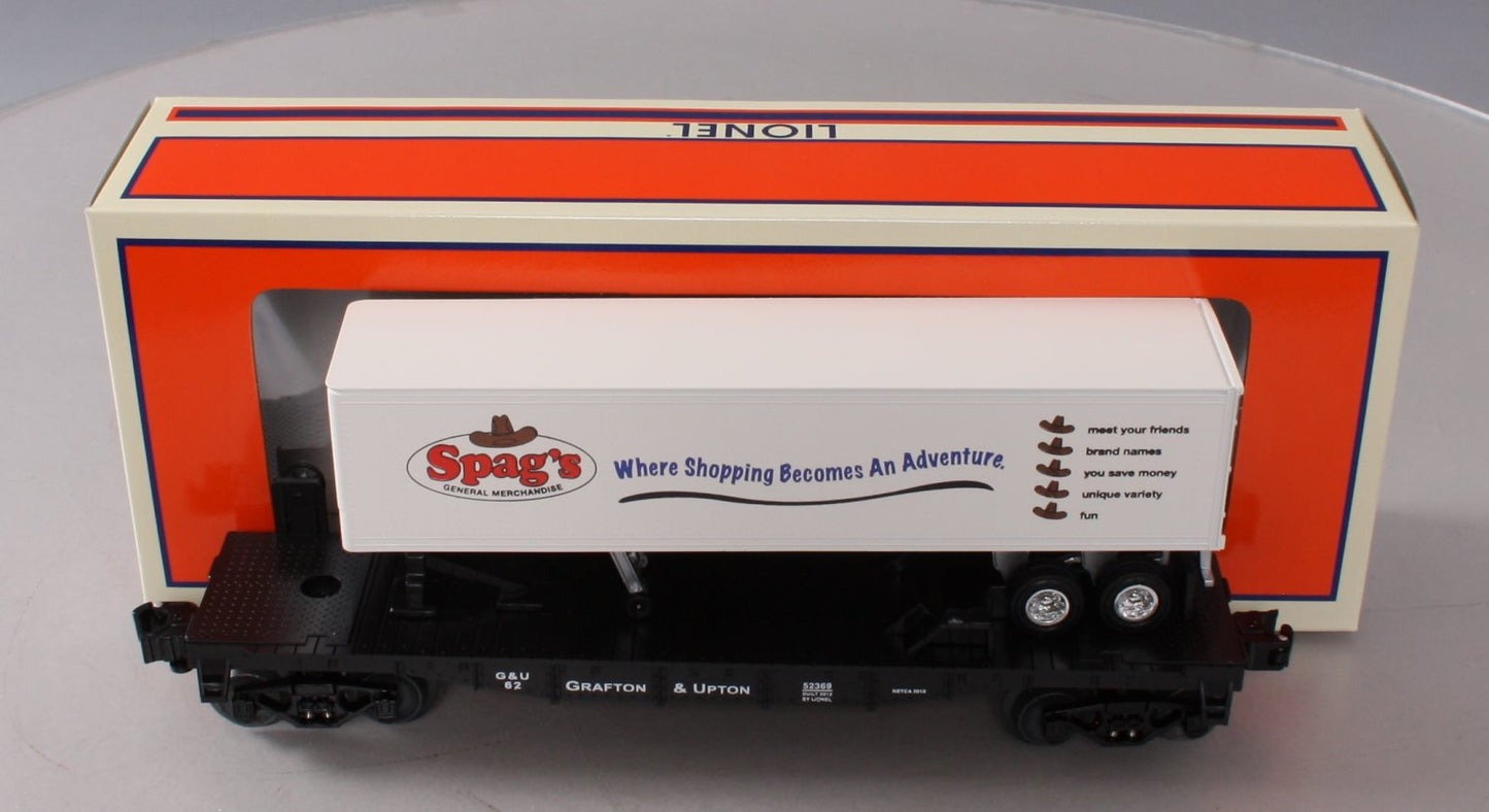 Lionel 6-58522 O Gauge NETCA 2012 Grafton & Upton Flatcar with Spag's Trailer LN/Box