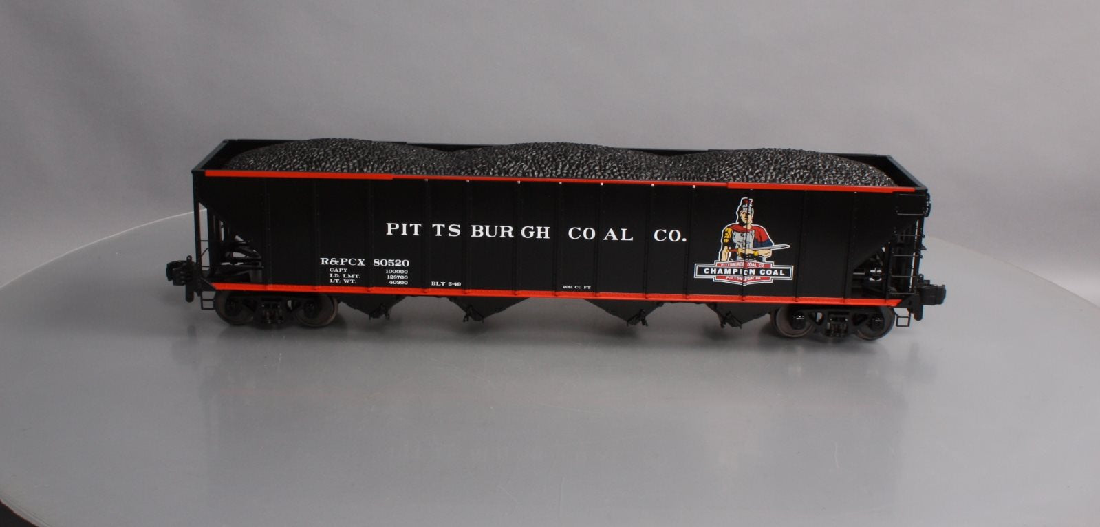 MTH 70-75062 G Scale Pitts Coal Co. Railking 4 Bay Metal Wheels Hopper #80520
