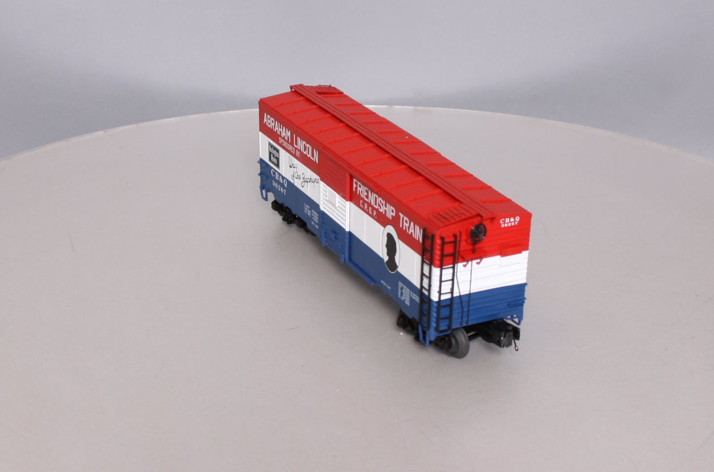 MTH 20-93521 O Gauge CB&Q 1947 Friendship Train 40' AAR Box Car #36267 LN/Box