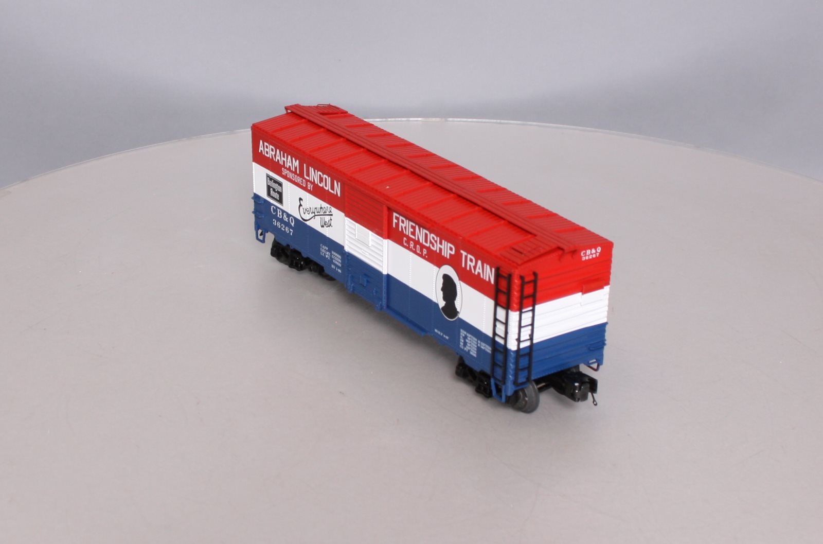 MTH 20-93521 O Gauge CB&Q 1947 Friendship Train 40' AAR Box Car #36267 LN/Box