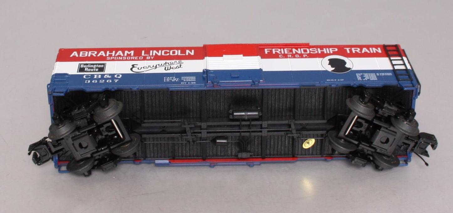 MTH 20-93521 O Gauge CB&Q 1947 Friendship Train 40' AAR Box Car #36267 LN/Box
