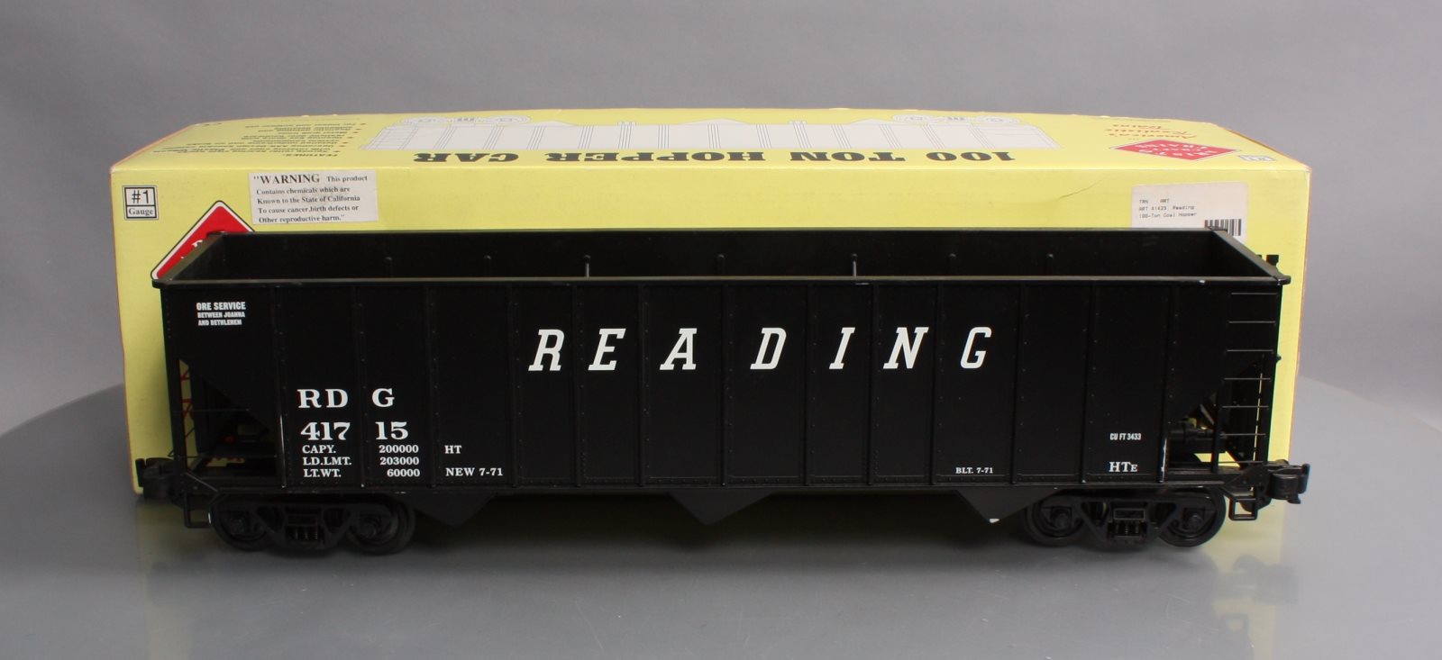 Aristo-Craft 41423 G Scale Reading 3 Bay 100 Ton Coal Hopper #41715 LN/Box