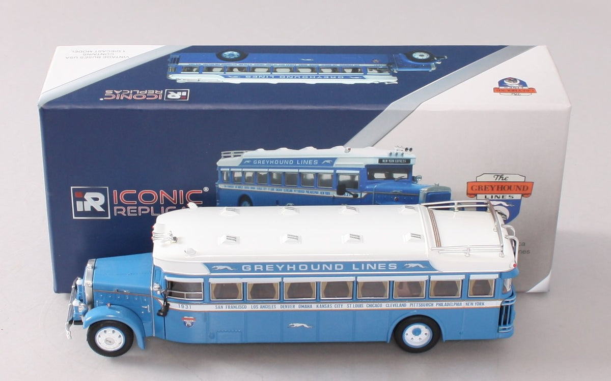 Iconic Replicas 621748 1:50 Scale Blue & White 1931 Grehound Lines Parlor Coach