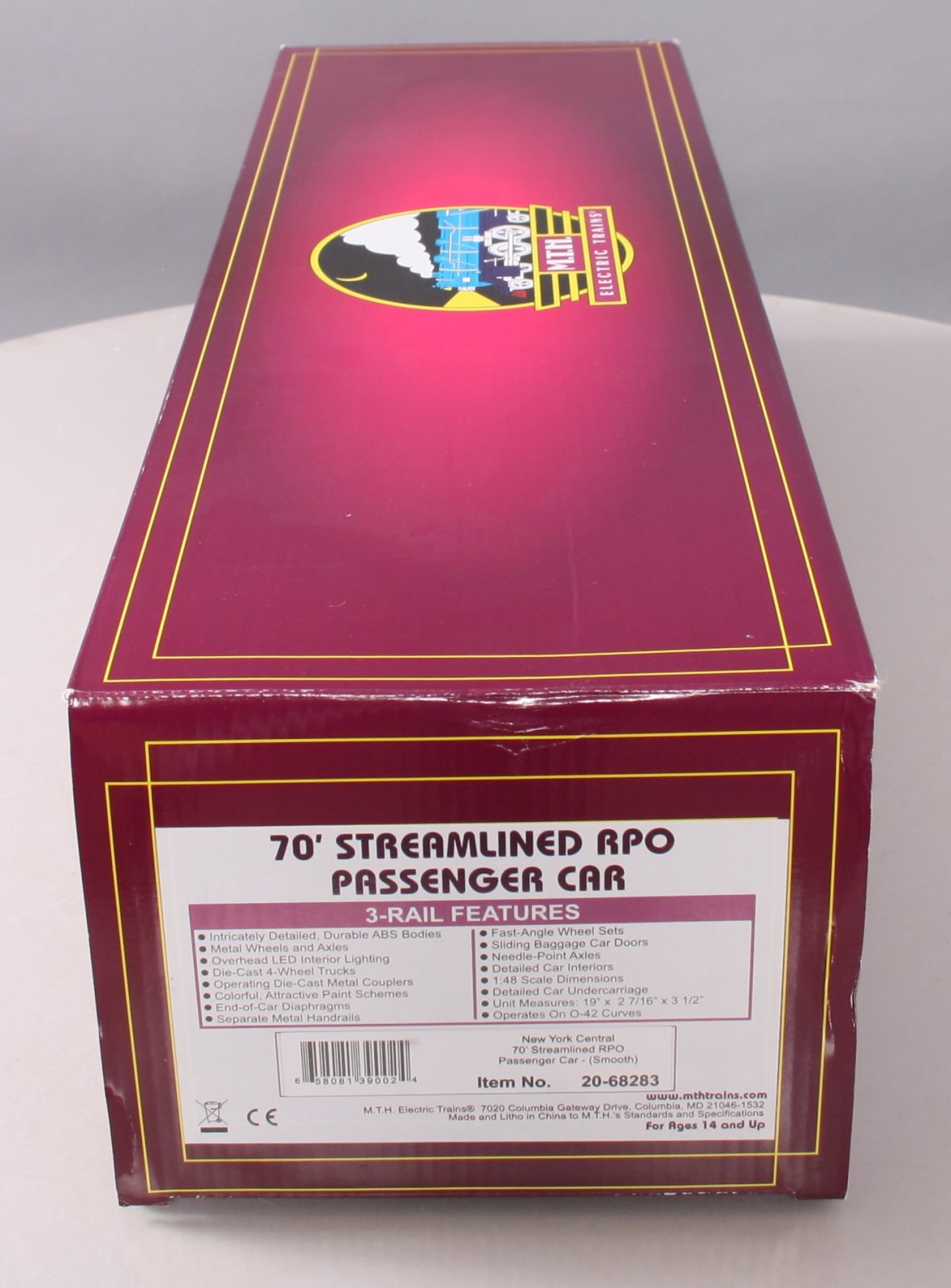 MTH 20-68283 O New York Central 70' Streamlined RPO Passenger Car LN/Box