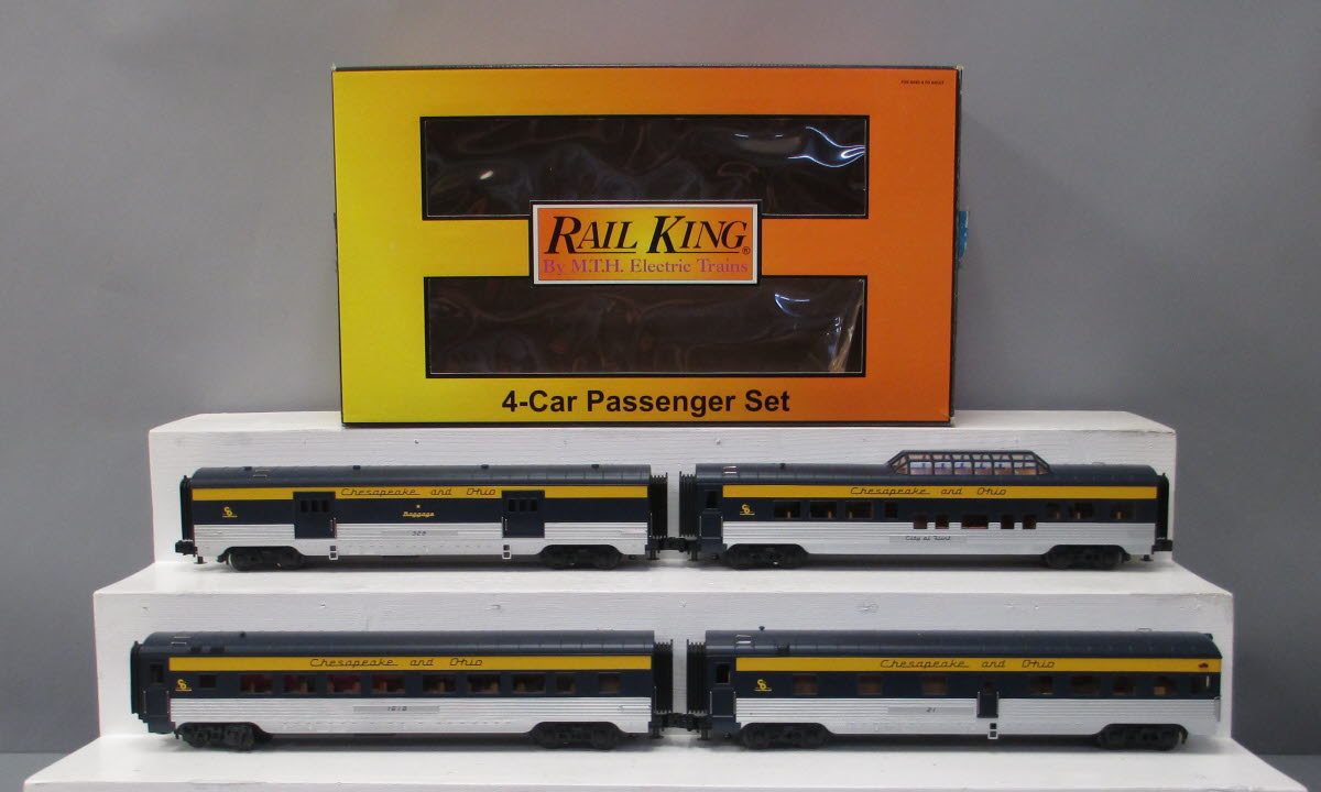 MTH 30-67005 O C&O RailKing 60' Streamlined ABS Passenger Set (Set of 4) EX/Box