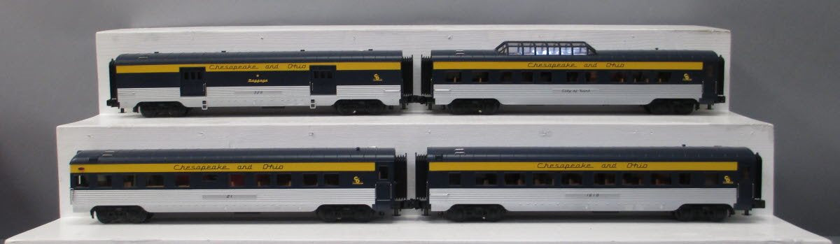MTH 30-67005 O C&O RailKing 60' Streamlined ABS Passenger Set (Set of 4) EX/Box