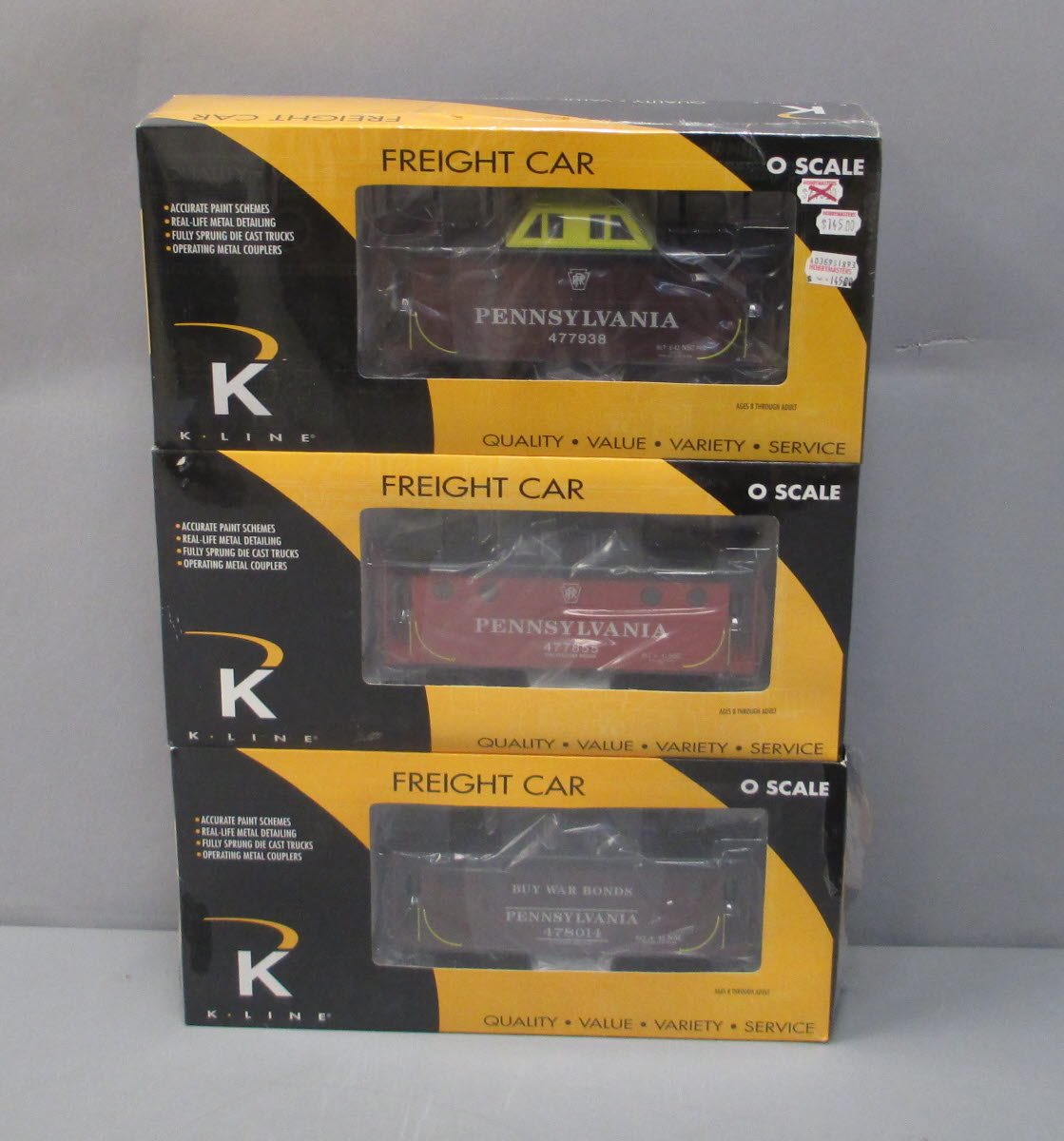 K-Line K615-1893A O Scale Emery PRR N5C 3-Pack MT/Box