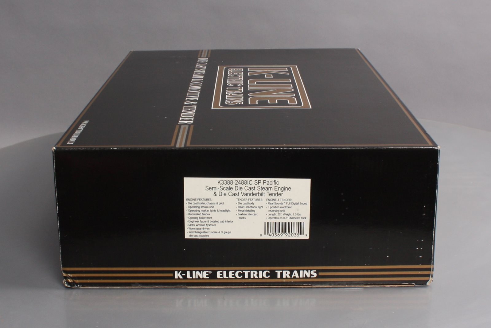 K-Line K3388-24881C O Southern Pacific 4-6-2 Steam Locomotive and Tender #24881 EX/Box