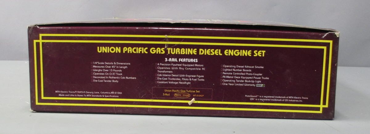 MTH 20-2124-1 UP Gas Turbine Diesel Engine Set #5/5B with ProtoSound (Set of 3) NIB