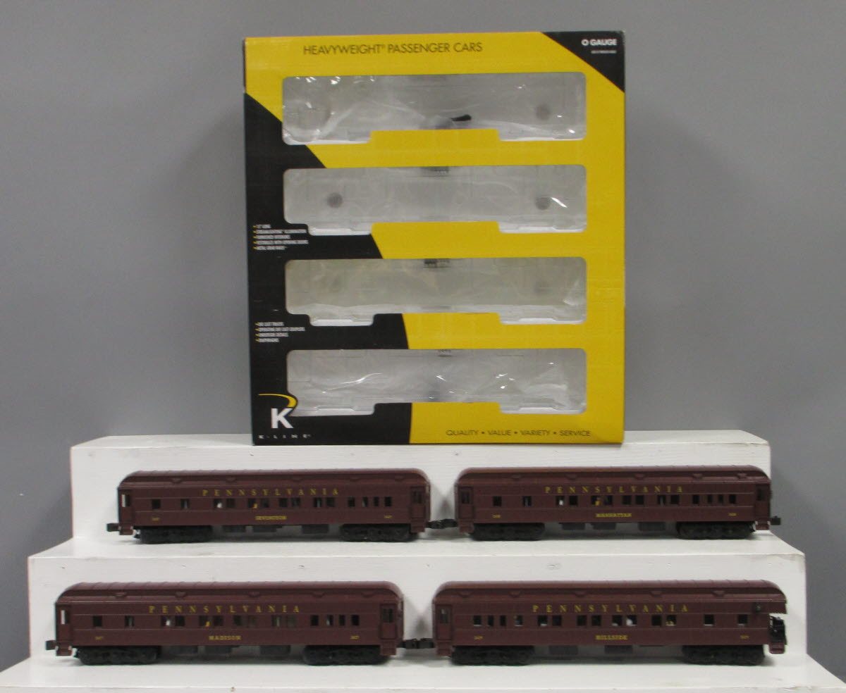 K-Line K-4880C O PRR "Madison Avenue" 15" Heavyweight Passenger Cars (Set of 4) LN/Box