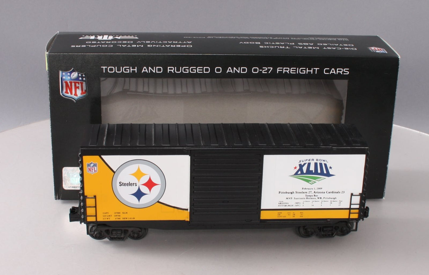 MTH 30-74560 "O" Gauge Pittsburgh Steelers 40'High Cube Boxcar LN/Box