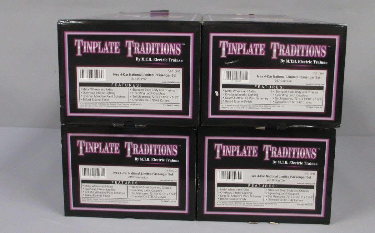 MTH 10-5100 STd. Gauge Ives National Limited 4-Car Passenger Set NIB