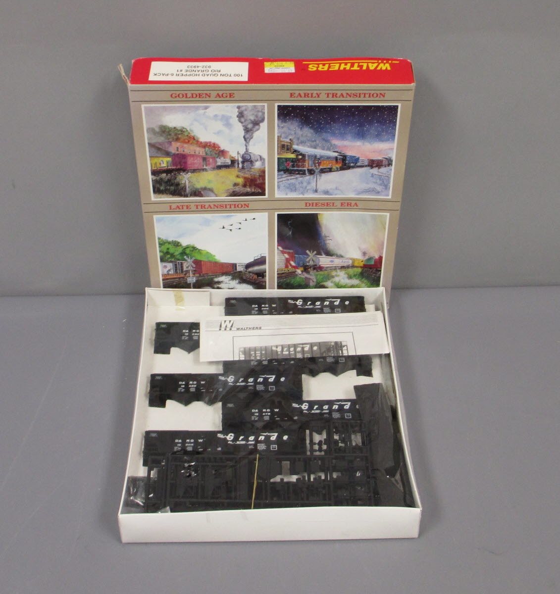 Walthers 932-4933 HO Scale Rio Grande 100 Ton 4-Bay Hopper Kit (Pack of 6)